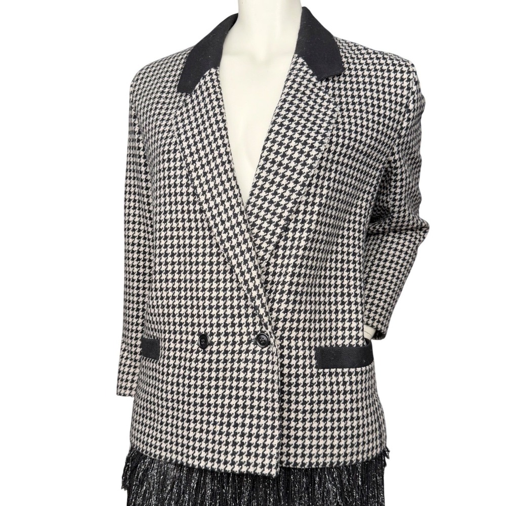 Cyclone Womens Vintage 90's‎ Blazer Black White Wool Viscose Blend Academia M/L